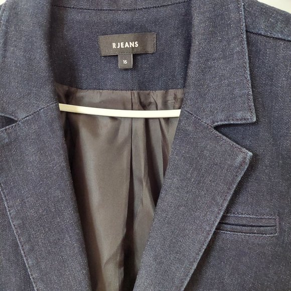 Reitmans R JEANS Women's Denim Blazer Jacket Dark Navy, Size 15/L - Picture 2 of 11